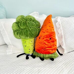 IKEA Broccoli Carrot Vegetable Stuffed Plush Toy 24” Soft Pillow Anthropomorphic